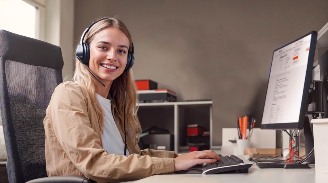 service après vente femme au casque