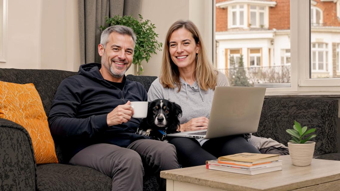 Clients dans leur canapé consultant des informations sur Garanka