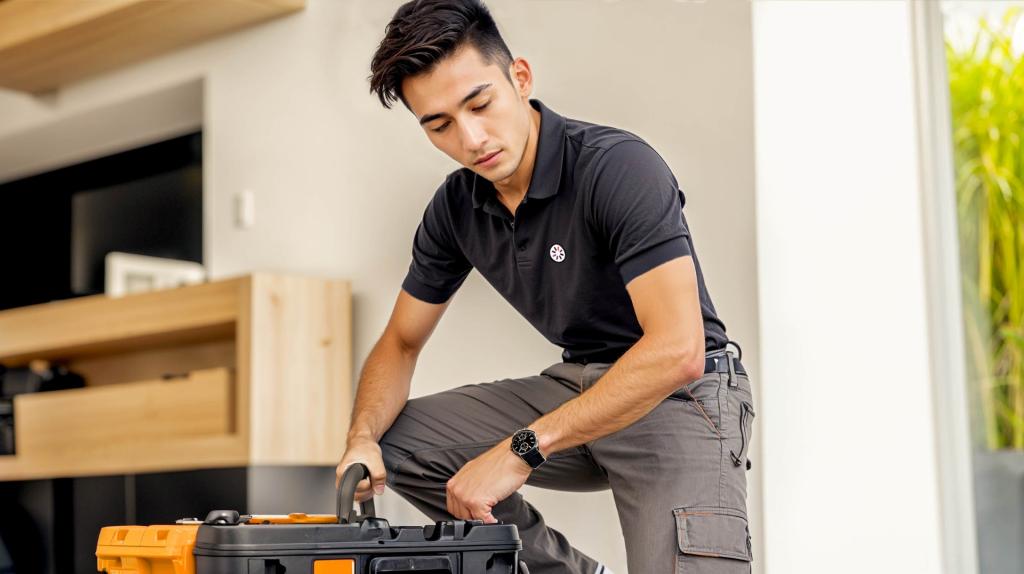 technicien avec sa caisse à outils garanka