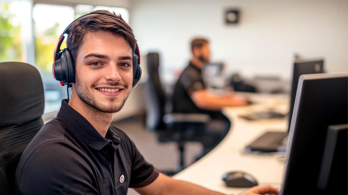 Télévendeur avec casque
