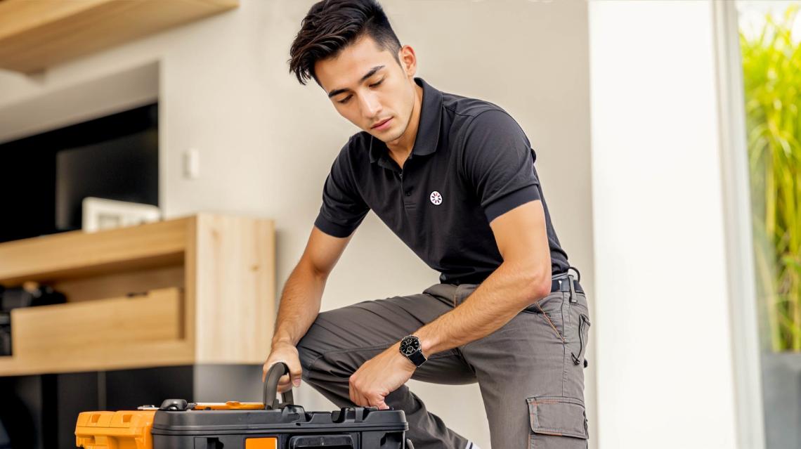 technicien avec sa caisse à outils garanka