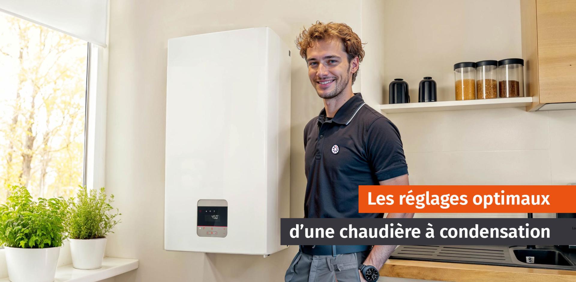 technicien devant une chaudiere