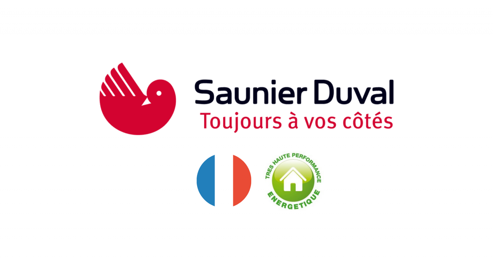 logo Saunier Duval avec pictos fabriqué en France et THPE