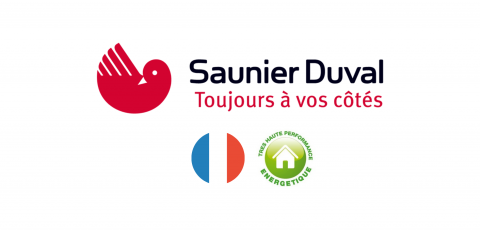 logo Saunier Duval avec pictos fabriqué en France et THPE