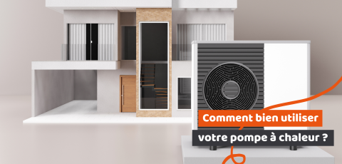 image 3d pompe a chaleur devant maison a toit plat