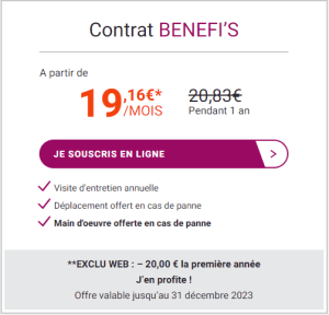 Contrat benefis entretien PAC mensuel